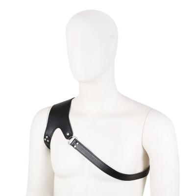 China PU Leather Men's PU Body Harness Chest Leather Cross Belt With Single Shoulder Armor for sale