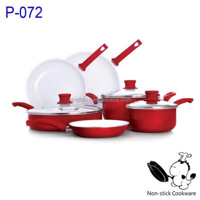 China Sustainable Pot Metal Coating Ceramic Coated Frying Pan With Aluminum Silicon Cookware Set for sale