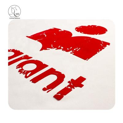 China Custom YunShang Logo Heat Transfer Printing Flock Garment Patches With Iron On for sale