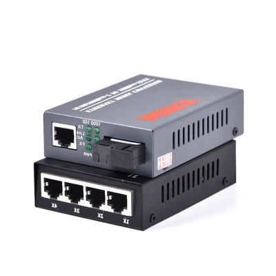 China FTTH Factory Price Offer 10M/100M/1000M Dual Ethernet Fiber Media Converter With 1 Sc Port 4 LAN rj45 Port Fiber Media Converter for sale