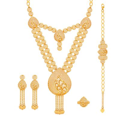 China 2022 Dubai Fashionable Luxury Bride Wedding Party Champagne Gold Plated Jewelry Set for sale