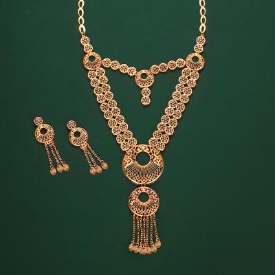 China FASHIONABLE Champagne Gold Plated Ear Jewelry Necklace Bracelet Ring Four Top Dresses for sale