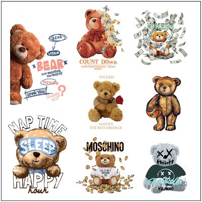 China 3D Raised /Mentalic Gold/Silver/Custom Iron Reflects/Flock On Cute T-shirt Printing Sticker Heat Transfer Film Sticker Heat Transfer Film bear for sale