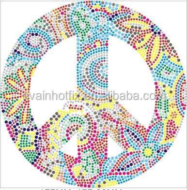 China Flatback customized high quality china hotfix patterns rhinestones peace transfer for apparel for sale