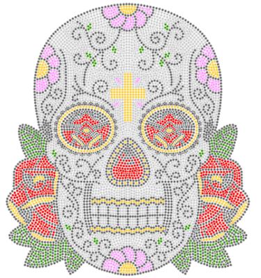 China Flatback 2020 Designs Large Flower Skull Iron On Apparel Rhinestone Heat Transfer Wholesale for sale