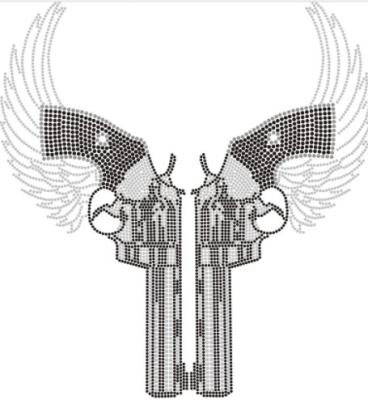 China Hot sale easily transferred hand-arm with wing iron on rhinestone transfer pattern for sale