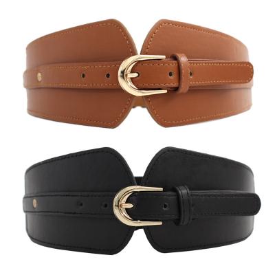 China Fashion.Casual Super Wide Women Leather Belts Ladies Pin Buckle Elastic Sweater Corset Belt for sale