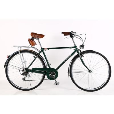 China Hot-selling 26 inch Luomo retro city leisure bike steel green version 7 speed popular style in China factory, good quality and low price for sale