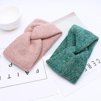 China Polyester+Rubber Hair Scrunchies Polyester+Rubber Hair Scrunchies Wholesale Crochet Knitting Headbands Imitated Mink Head Wrap Winter Ear Warmer Women Girls Elastic Headband for sale