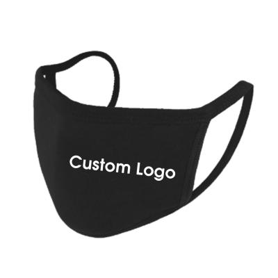 China Fashion Cotton Logo Printed Reusable Luxury Fabric Durable Durable Fabric Designer Breathable Black Face Mask With Filter Pocket for sale