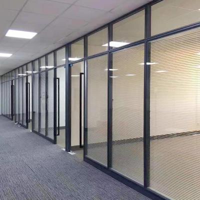 China Modern View Hidden Aluminum Poder Cladding Glass Wall Dividing For Office Meeting Conference Room Office Partition Glass Wall for sale