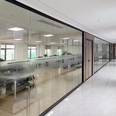 China Modern high quality interior glass partitions aluminum profile partition wall system frosted office room glass partition screen for sale