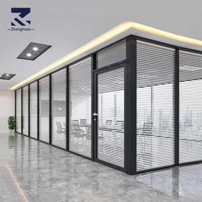 China Modern Office Partition Wall Aluminum Alloy Canopy Integrated Panoramic Transparent Fireproof Sound Insulation Glass Partition Walls Tall for sale