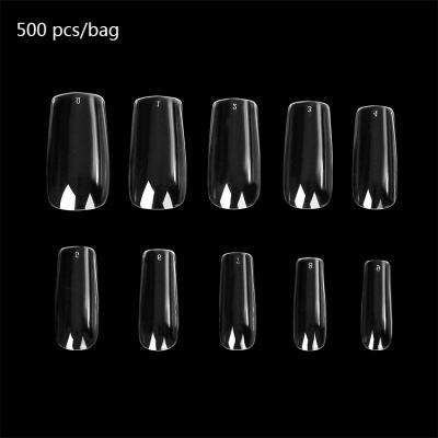 China DIY Nail Art 500 PCS Clear Natural Square C Extra Long Curve Nail Tips Fake Nail Tips Full Cover Nails Tip for sale