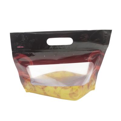 China Moisture Proof Environmental Clear Handle Chicken Bag For Chicken Packing With Zipper for sale