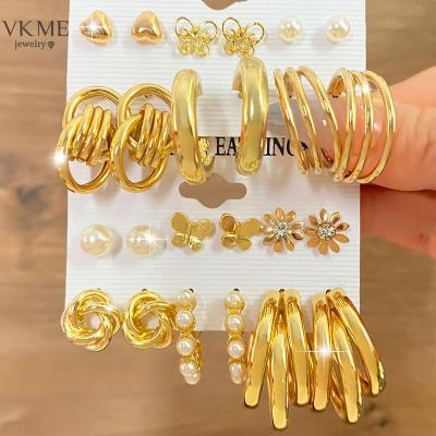 China VKME 2022 high quality trend set earrings jewelry vintage gold circle earrings set for women punk jewelry for sale