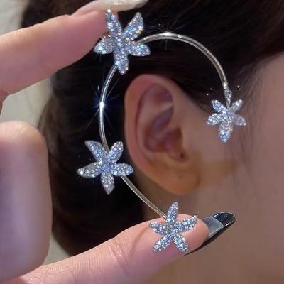 China High Quality VKME Fashion Flowers Star Chain Earrings Women Girls Jewelry Crystal Ear Clips Without Pierced Clip Earring Hook for sale