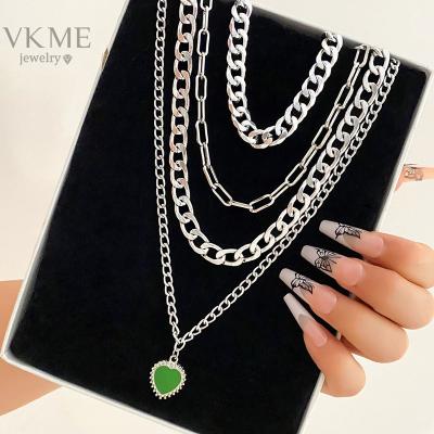 China VKME 2022 New High Quality Cuban Chain Multilayer Pendant Necklace For Women Jewelry for sale