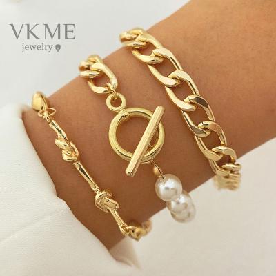 China High Quality VKME New Fashion Gold Bracelet Beads Lock Vintage Bracelets Chian Sets For Women for sale