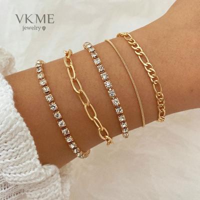 China High quality VKME new fashion chain bracelet women cuban tennis chain bracelet set for sale