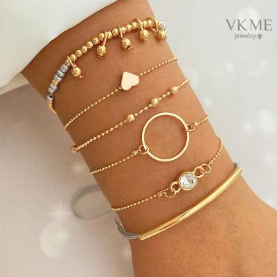 China 2022 New High Quality Fashion Heart Rhinestone Bracelet Set For Women Jewelry for sale