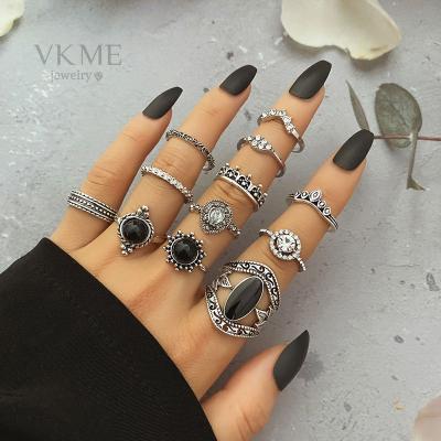 China Vintage 2022 High Quality Ring Set For Women Jewelry Classic Black Punk for sale