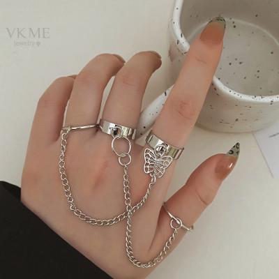 China 2022 High Quality VKME Statistical Institute Fashion Long Chain Butterfly Ring Set For Women Jewelry for sale