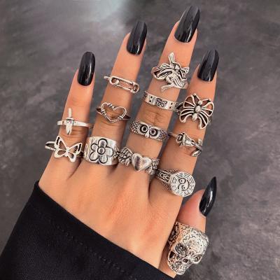 China New High Quality VKME Jewelry Halloween Women Men Punk Silver Plated Ring 2022 Vintage Spider Skull Butterfly Ring Trend Jewelry Gifts for sale