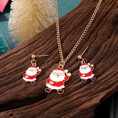 China Cartoon Santa Claus Necklace Earrings Jewelry High Quality VKME Christmas Fashion Jewelry Set For Women Jewelry for sale