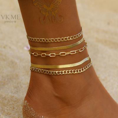 China New High Quality Gold Plated Cuban Chain Anklet For Women for sale