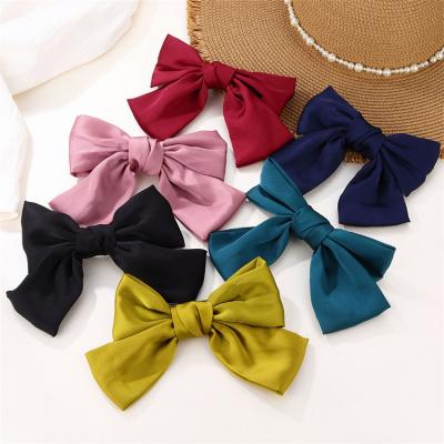 China VKME 2022 Bohemian Material Friendly Bow Knot Hair Band For Women Kids Girls Satin Ribbon Ponytail Hairband Silk Oversized Hair Accessories for sale