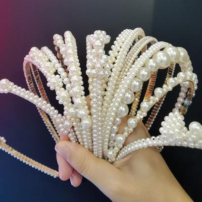 China Factory Friendly Material Fashion VKME Pearl Headband Luxury Big Women Bows Sunflower Hoops Girls Hair Accessories Shape Jewelry for sale