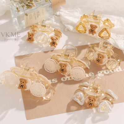 China Use VKME 2022 New Fashion Jewelry Acrylic Cute Bear Hair Clip Set For Women Jewelry Gift for sale