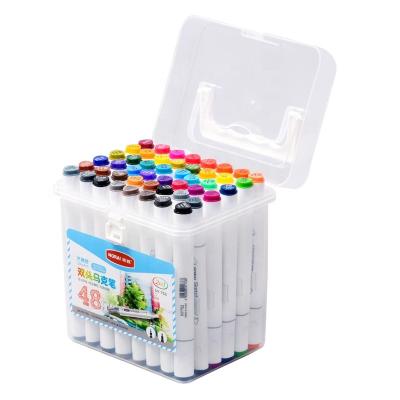 China PP Sell Dual Color Multi Color Fabric Tip Marker Pen Watercolor Sketch Marker Pens Triangular Wholesale Drawing Tool For Student Adult for sale