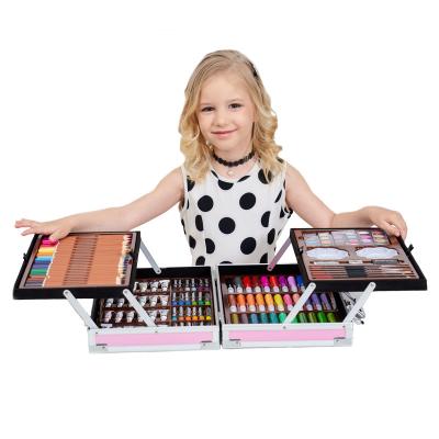 China Non-Toxic Art Sets for Boys Girls Kids Children 145 Piece Drawing Kit with Crayons Oil Colored Pastels Crayons Watercolor Cake Sharpener for sale