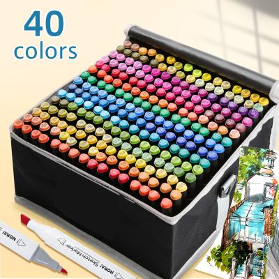 China pp 40 48 Colors Dual Tip Art Drawing Alcohol Marker Color Water Based Art Drawing Alcohol Marker Twin Finished Twin Permanent Marker Pen for sale