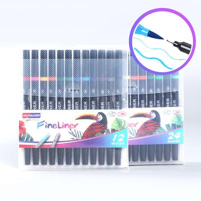 China Art Markers Dual Tips 24 Brush Fineliner Color Coloring Pens, Water Based Marker for Calligraphy Sketching Drawing 872FB for sale