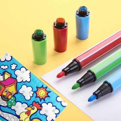 China Washable Fiber 24 Colors Jumbo Marker Custom Stamp Pen Hot Stamping Pen for sale