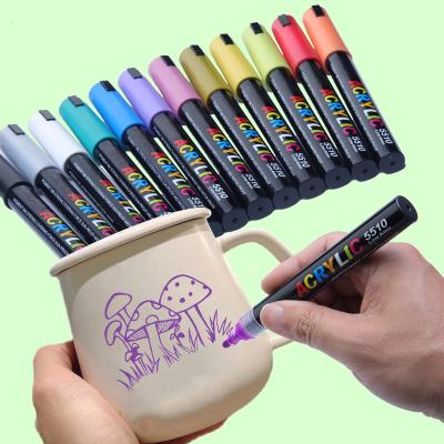 China Custom PP Structure Acrylic Paint Marker Pen Set Logo Fluorescent Color Available Valve for sale