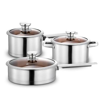 China Sustainable Stainless Steel Cookware Pots and Pans Triple Set 3 Piece Cookware Pots and Pans Set, PFAS Free, Multiclad for sale