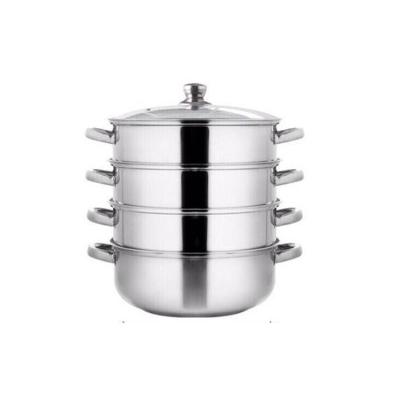 China Sustainable Stainless Steel 3 Tier Steamer Pot Steaming Cookware - Triple Bottom Tier Stainless Steel Steamer Pot for sale