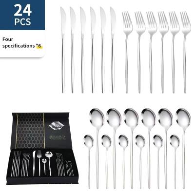 China Sustainable 24-Piece Set Gift Pack Flat Utensil Set With Knives, Forks, Spoons, Teaspoo For Home, Kitchen, Restaurant, Hotel for sale