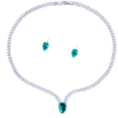 China Simple Two Piece Jewelry Set Women High Quality Zircon Necklace And Earrings Jewelry Set for sale