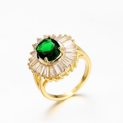 China FASHIONABLE Luxury Green Gold Color Valentine's Day Engagement Ring For Women Lady Anniversary Gift Jewelry Oval Rings for sale