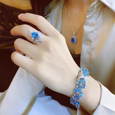 China High quality gemstone palaibatopa ring women's high quality color blue comparable to blue sea treasure jewelry rings for sale