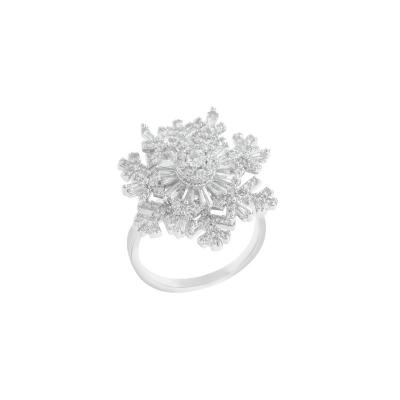 China High Quality Women's Full Adjustable And Rotatable Personalized Double Layer Diamond Snowflake Ring Accessories Jewelry for sale