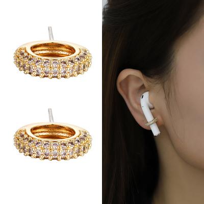 China High quality 925 needle copper silver gold plated zirconium inlaid airpods earrings female original design personalized geometric lightweight luxur for sale