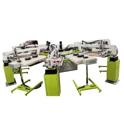 China Automatic Rotary T Shirt 4/6/8 Color Garments Cylindrical Silk Screen Printing Machine for sale