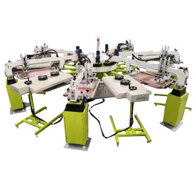 China Garment Shops Good Price 6 Color Octopus Clothes Automatic Rotary T-shirt Silk Screen Printing Machine for sale