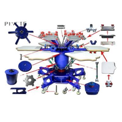 China Screen Printing Manual 6 Color 6 Station T Shirts Garments Round Screen Printing Machine With Micro Registration for sale